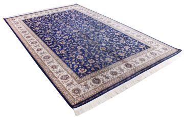 Lacivert  Zeminli İran Desenli Bambu İpek Halı