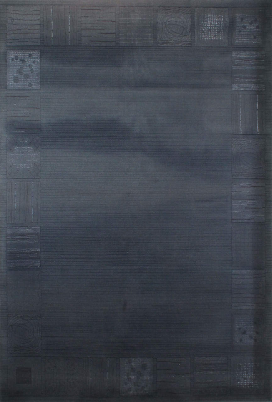 Bordürü Büyük Kare Desenli Gri Halı 2.00 x 2.90