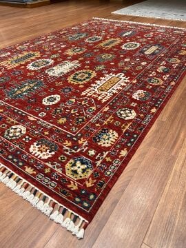 Kırmızı Klasik Yün Makina Halısı