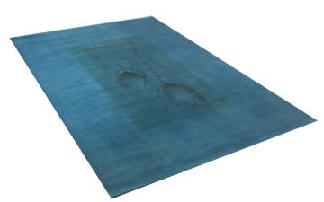 Ortası Modern Lale Desenli Turkuaz Mavi Halı 1.60 x 2.30