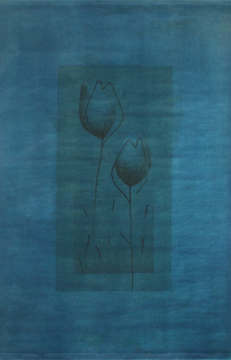 Ortası Modern Lale Desenli Turkuaz Mavi Halı 1.60 x 2.30