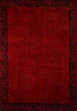Kenarı Leopar Desenli Kırmızı Yün Halı 1.70 x 2.40