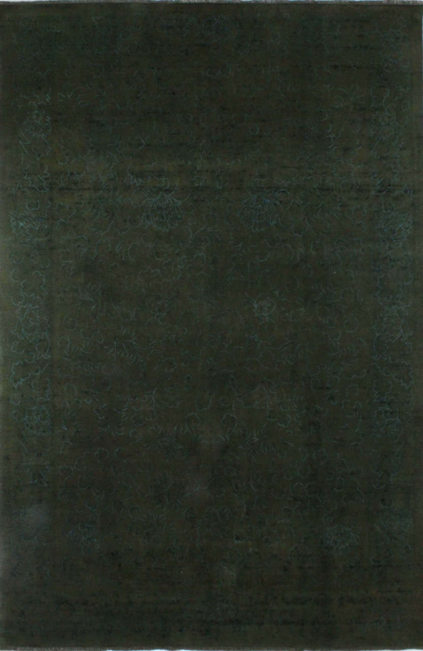 Desenleri İpekli İnce Dokuma Yeşil Salon Halısı