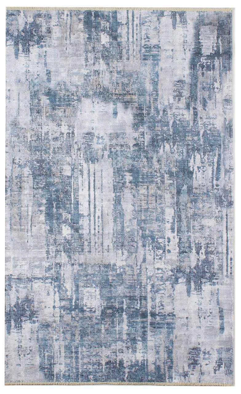 Mavi Beyaz Modern Tasarımlı Kilim