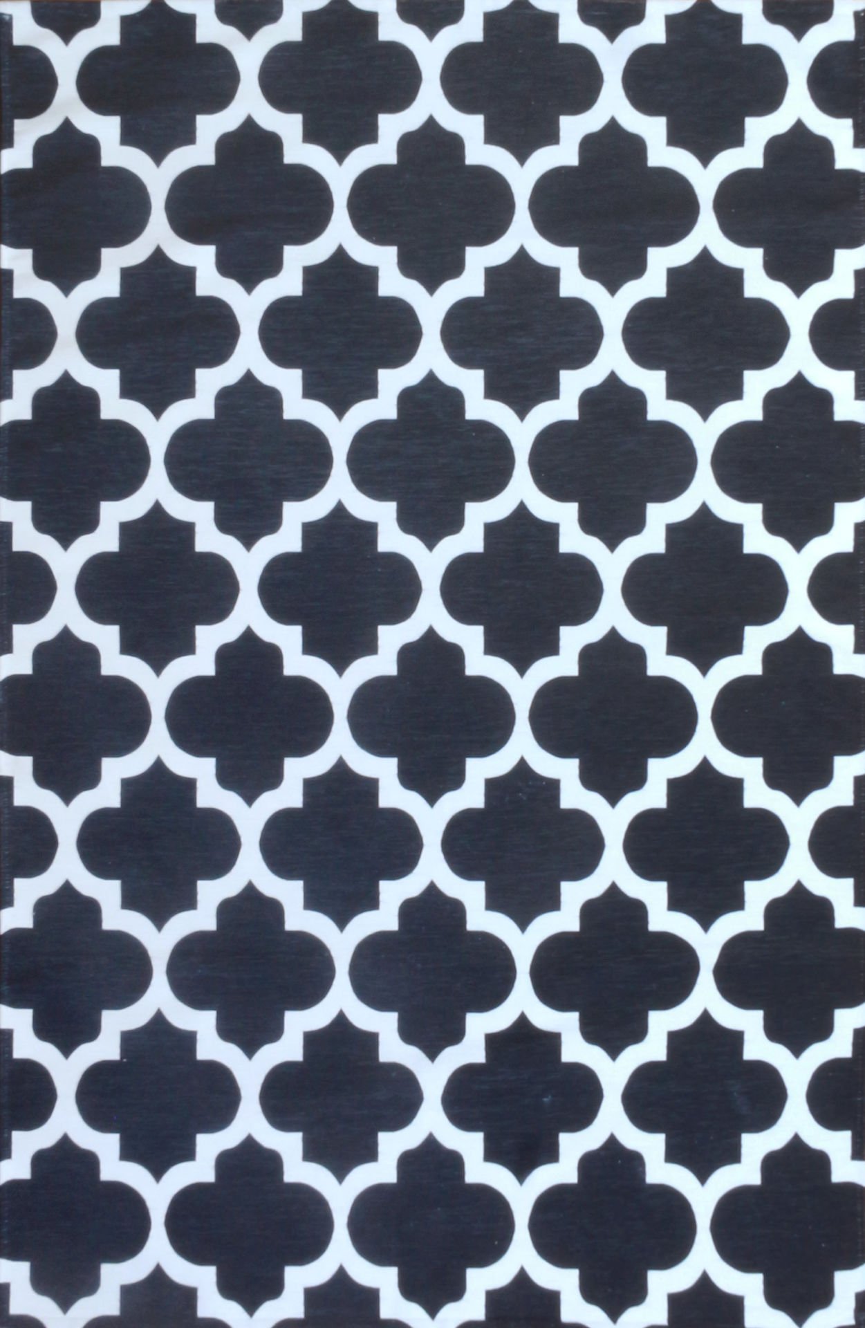 Black and White Moroccan Patterned Rug