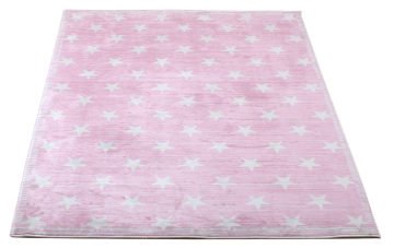 Pink Girl's Room Carpet with Star Pattern