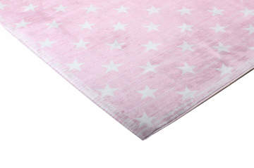 Pink Girl's Room Carpet with Star Pattern