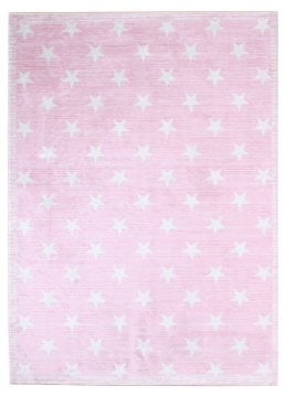 Pink Girl's Room Carpet with Star Pattern