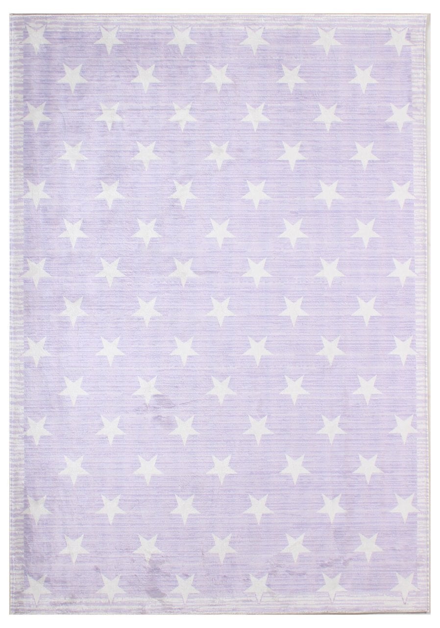 Yıldız Desenli Lila Çocuk Odası Halısı 1.15 x 1.60