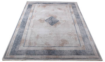 Kenarı Mavi Bordürlü Şık Salon Halısı