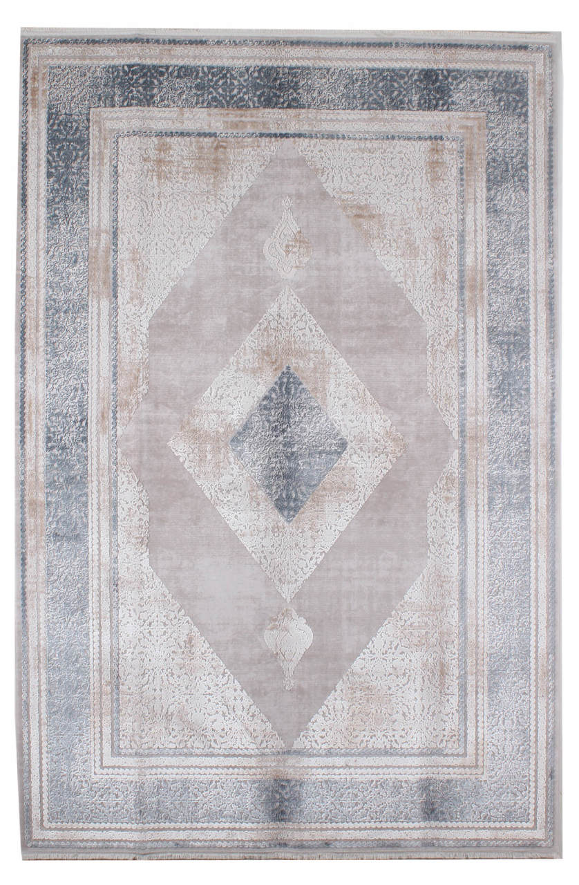 Kenarı Mavi Bordürlü Şık Salon Halısı 1.60 x 2.30