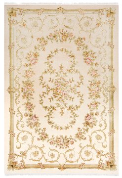 Zemini Bej Çiçek Desenleri İpek Şık Salon Halısı 2.00 x 3.00