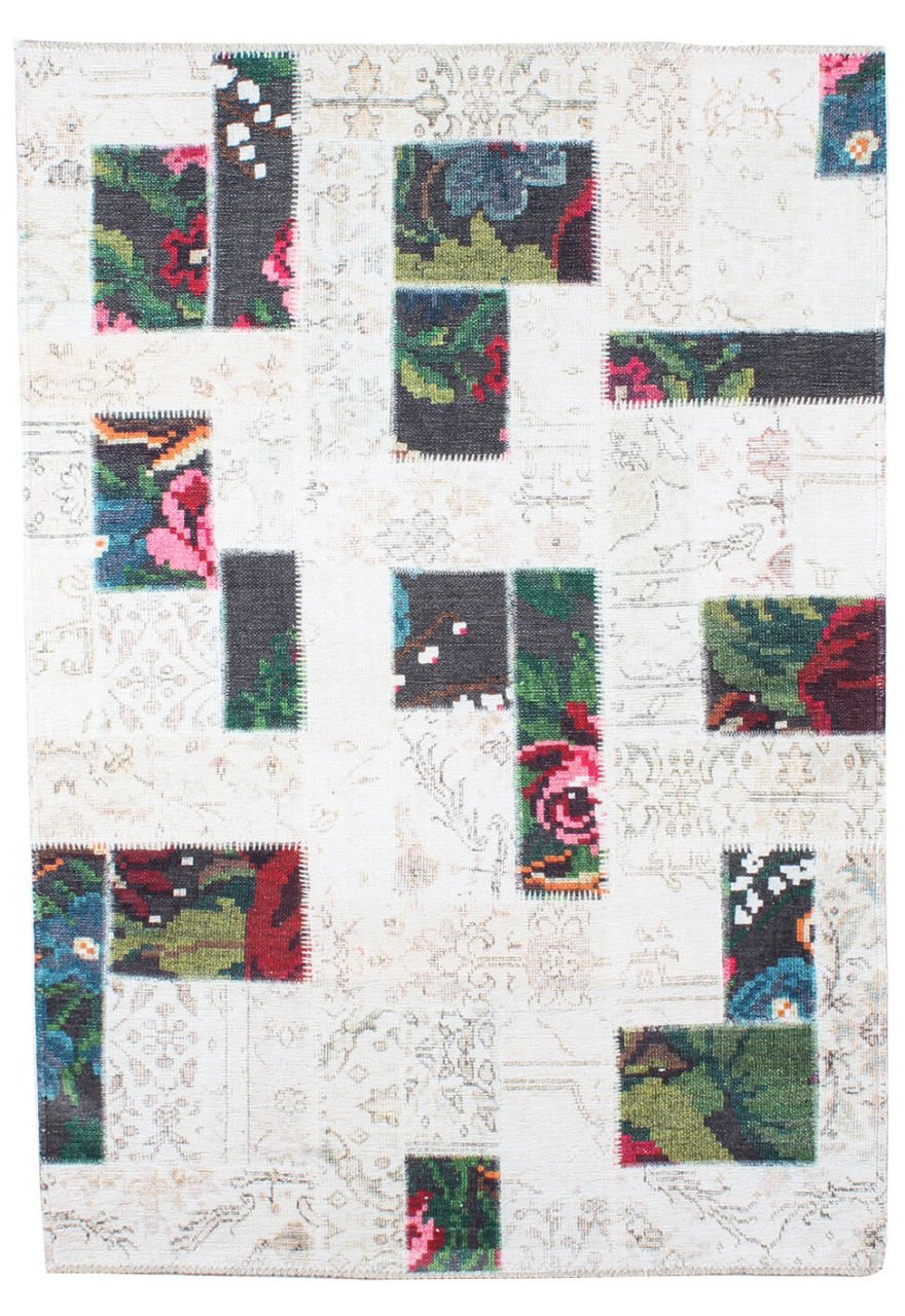 Patchwork Desenli Bej Kilim