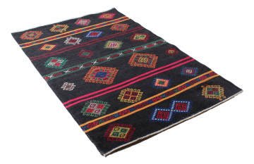 Etnik Desenli Siyah Kilim 0.80 x 3.00