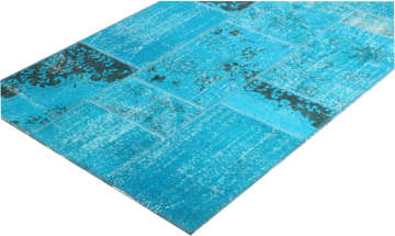 Turkuaz Mavi Patchwork Halı