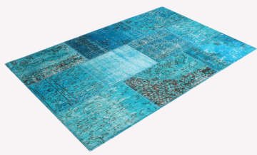Turkuaz Mavi Patchwork Halı