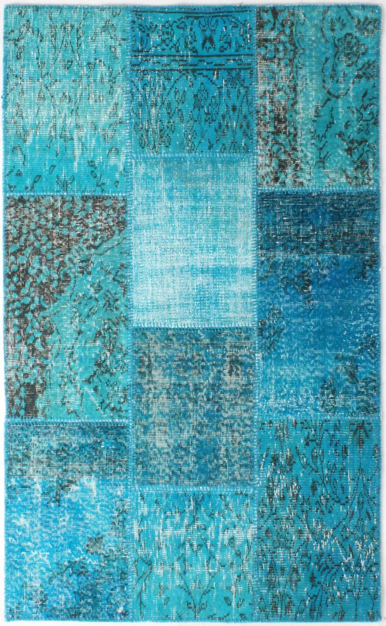 Turkuaz Mavi Patchwork Halı