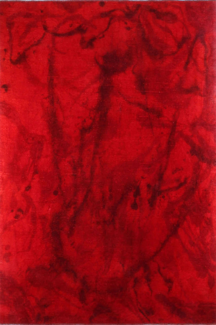 Soyut Desenli Kırmızı Overdye Halı