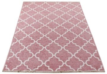 Pink White Scandinavian Patterned Rug