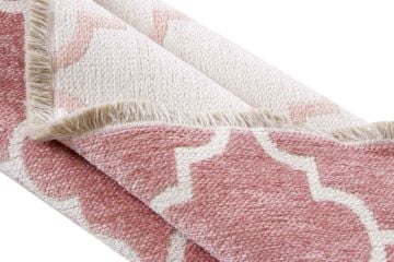 Pink White Scandinavian Patterned Rug