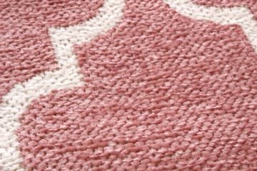 Pink White Scandinavian Patterned Rug