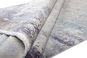 Morlu Çok Renkli Modern Bambu Halı