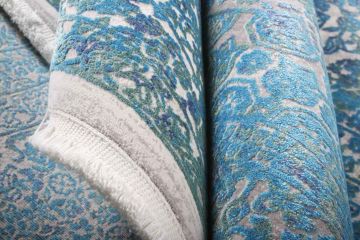 Memlük Desenli Turkuaz Bambu Halı