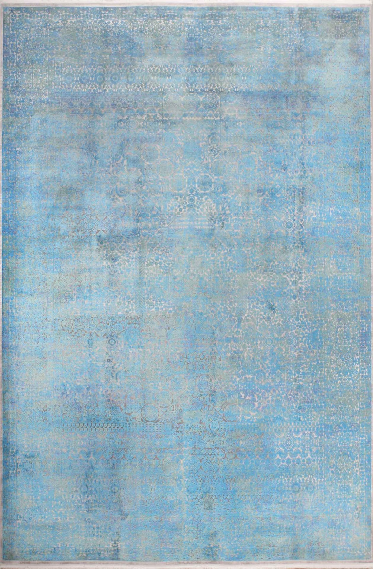 Memlük Desenli Turkuaz Bambu Halı