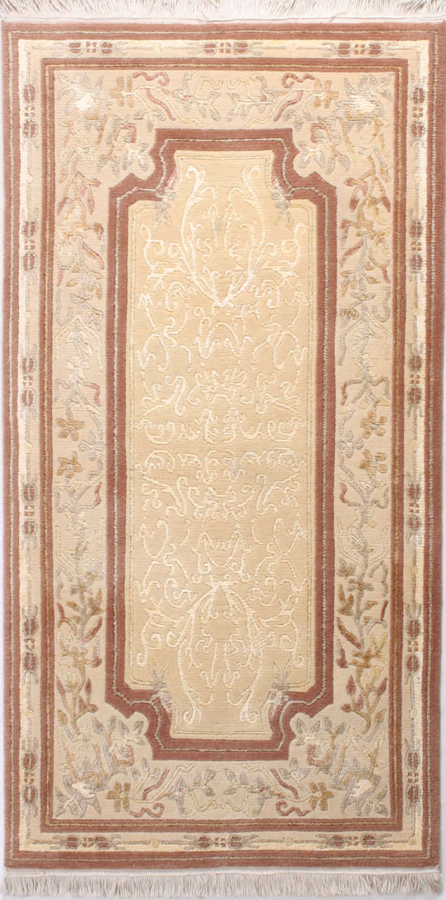 Desenleri İpek Çiçekli Nepal Halı