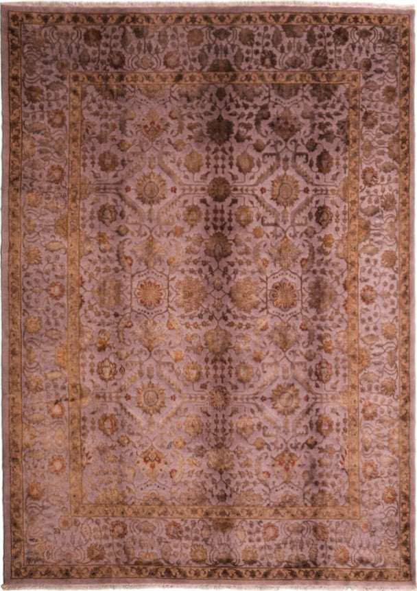 İpek Desenli El Dokuması Gri Salon Halısı