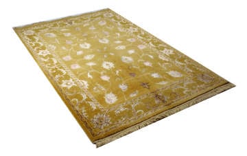 İpek Desenli Hardal Rengi El Halısı