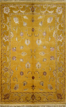 İpek Desenli Hardal Rengi El Halısı