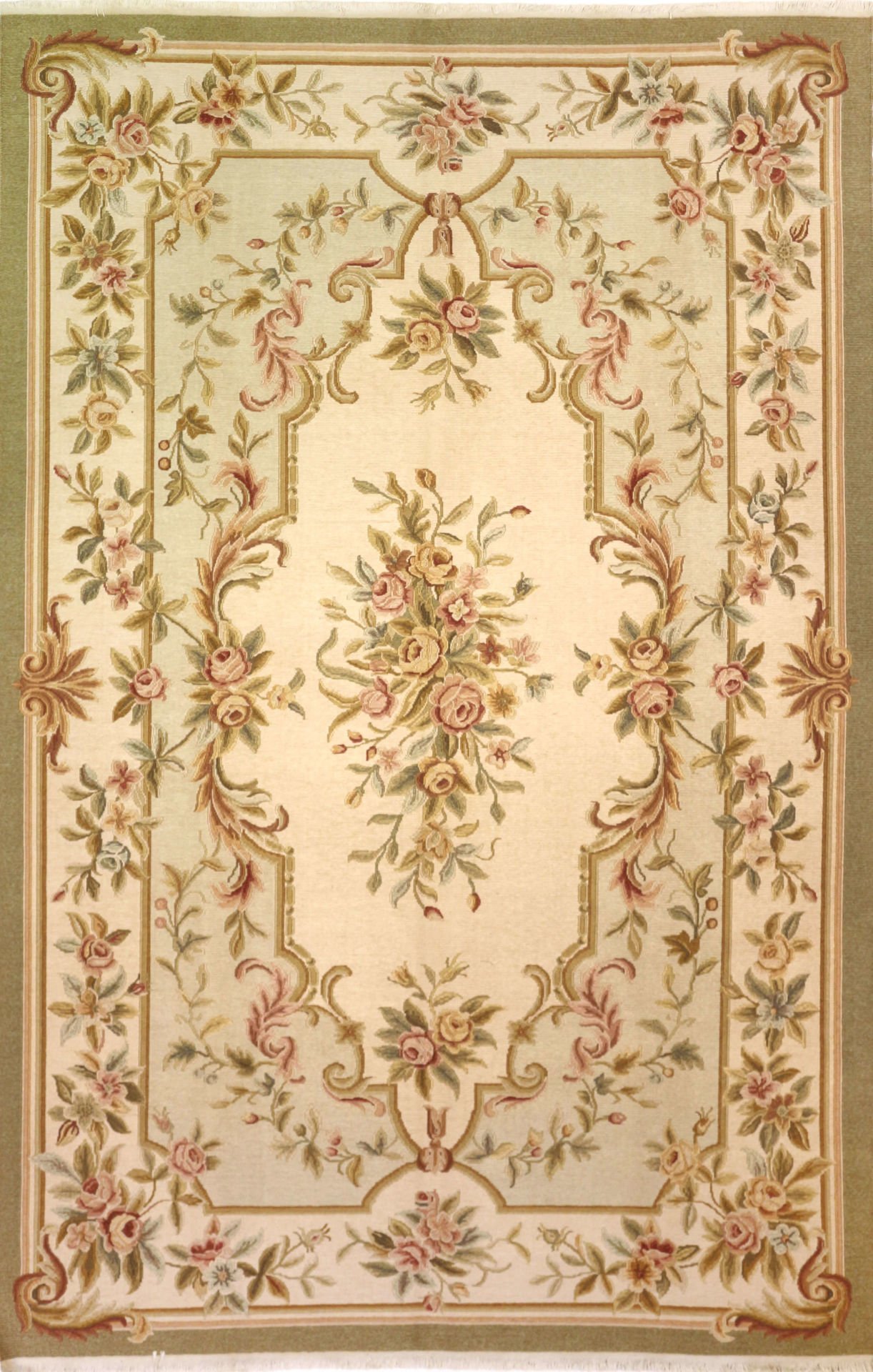 Gül Desenli Orijinal Aubusson Kilim