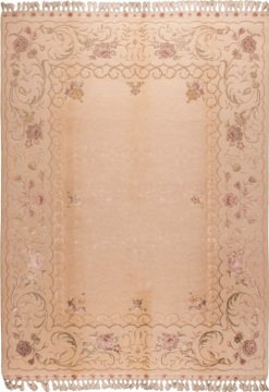 Pembe Gül Desenli İpekli El Halısı