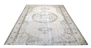 El Dokuması Bej Vıntage Halı