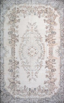 El Dokuması Bej Vintage Halı