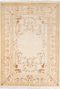 Bej Rengi Neoklasik İpekli El Halısı