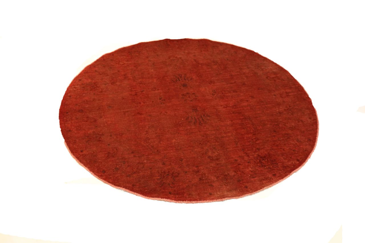 Parlak Kırmızı Yuvarlak El Halısı