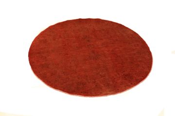 Parlak Kırmızı Yuvarlak El Halısı