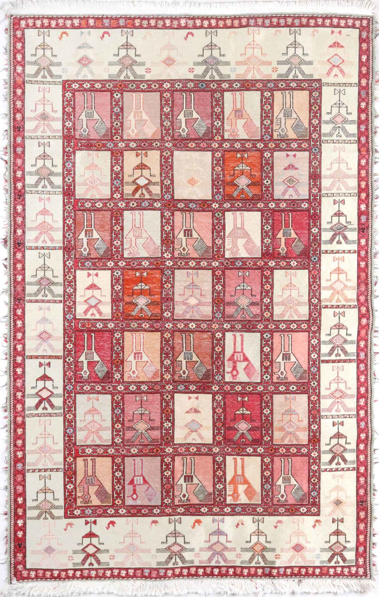 Hayvan Desenli İpek İran Şahseven Kilim