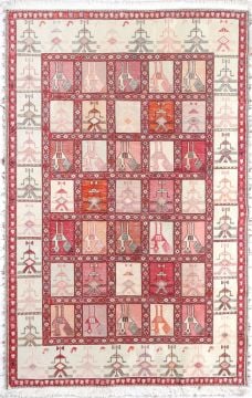 Hayvan Desenli İpek İran Şahseven Kilim