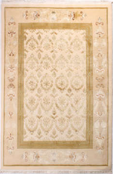 Ortası Damask Desenli Neoklasik El Halısı