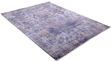 El Dokuması Lacivert Vintage Halı