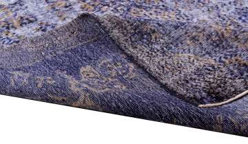 El Dokuması Lacivert Vintage Halı