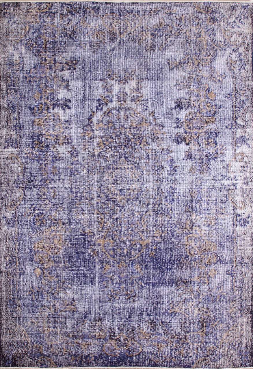 El Dokuması Lacivert Vintage Halı