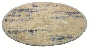 Mavi Bej Yuvarlak Halı