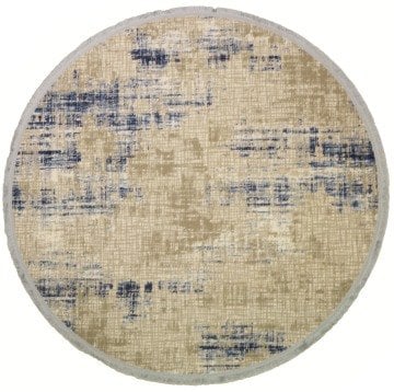 Mavi Bej Yuvarlak Halı