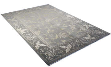 Desenleri İpek Gri El Dokuması Şık Halı