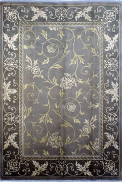 Desenleri İpek Gri El Dokuması Şık Halı