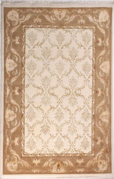 Orta Zemini Damask Desenli Neoklasik El Halısı